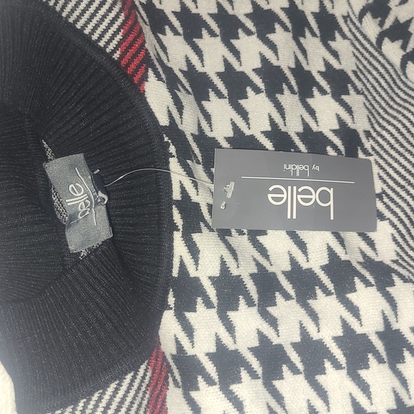 Belle Mock next sweater herringbone Black,white & Red NWT! - Picture 2 of 3
